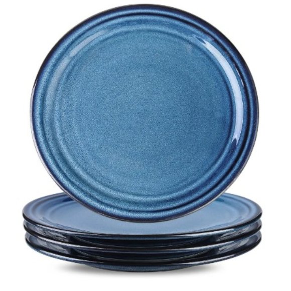 Hasense Other - 10" Ceramic Dinner Plates - Large Porcelain Dinner Plates - Set of 4 (Blue)